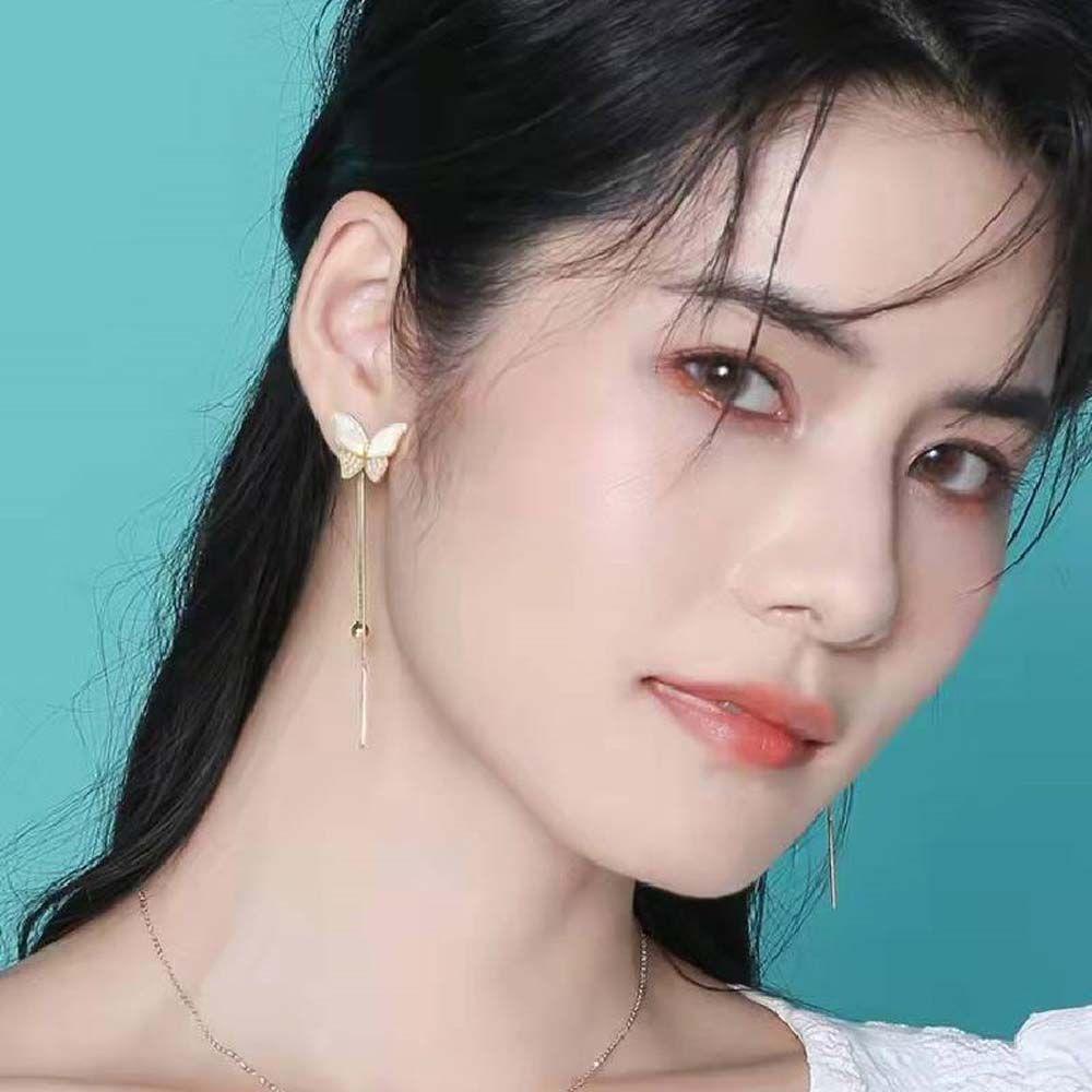 NEEDWAY Needway Menjuntai Anting-Anting Trendi Elegan Lebah Manis Kupu-Kupu Asimetris Anting-Anting Bunga Matahari Telinga Aksesoris Wanita Stud Earrings