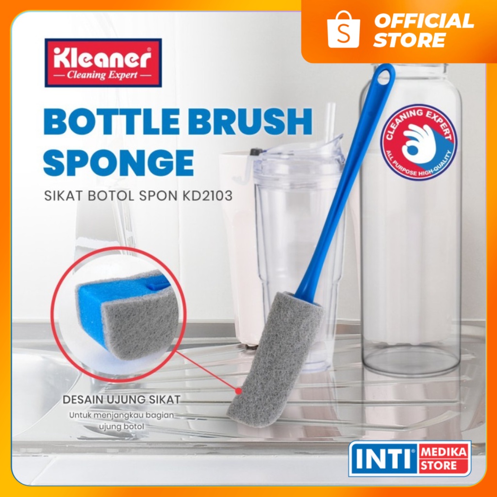 KLEANER - Sikat Cuci Botol Sponge | Spons Busa Pembersih Gelas Minum