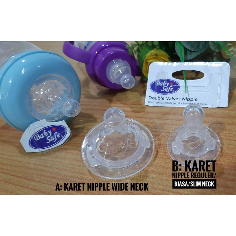 Babysafe Pengganti Nipple Ujung Karet Puting Dot Botol Susu Anak Bayi Baby Safe model Leher Lebar Wi