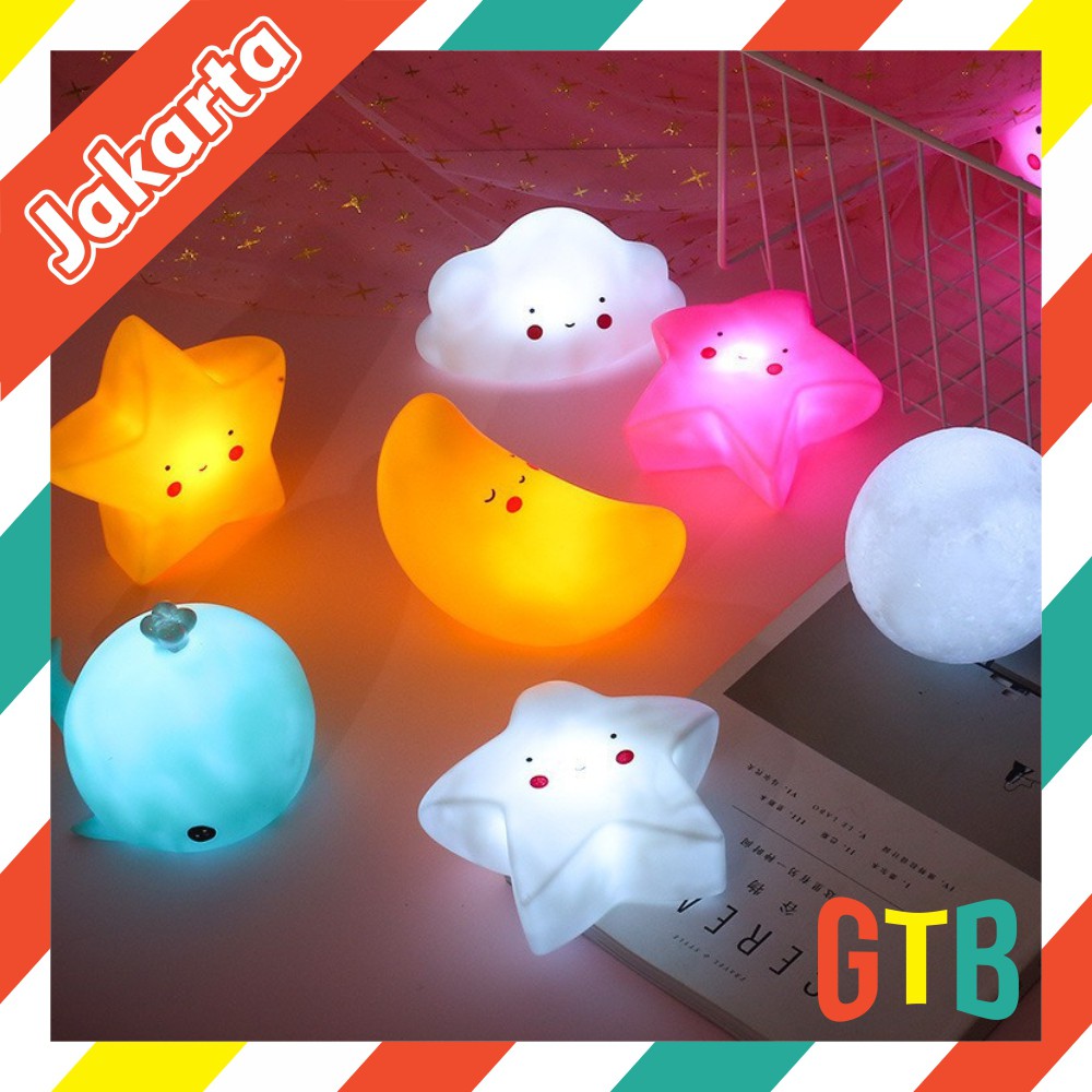 ❤GTB❤ R202 Lampu Tidur Motif Awan/Bintang/Bulan LED Lampu Tidur Baterai Berkualitas