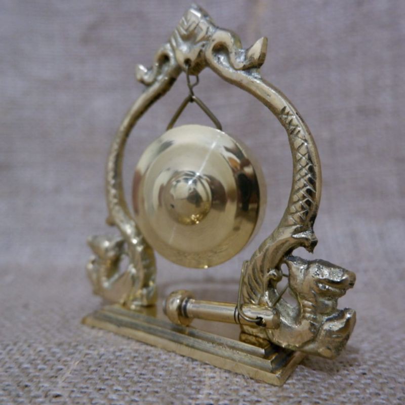 Miniatur gong kuningan hiasan dinding koleksi barang antik