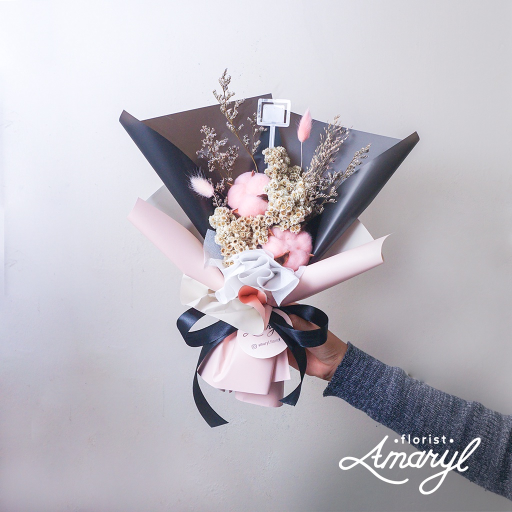 Buket Bunga Kering 30 cm Hadiah Wisuda/ Ulang Tahun