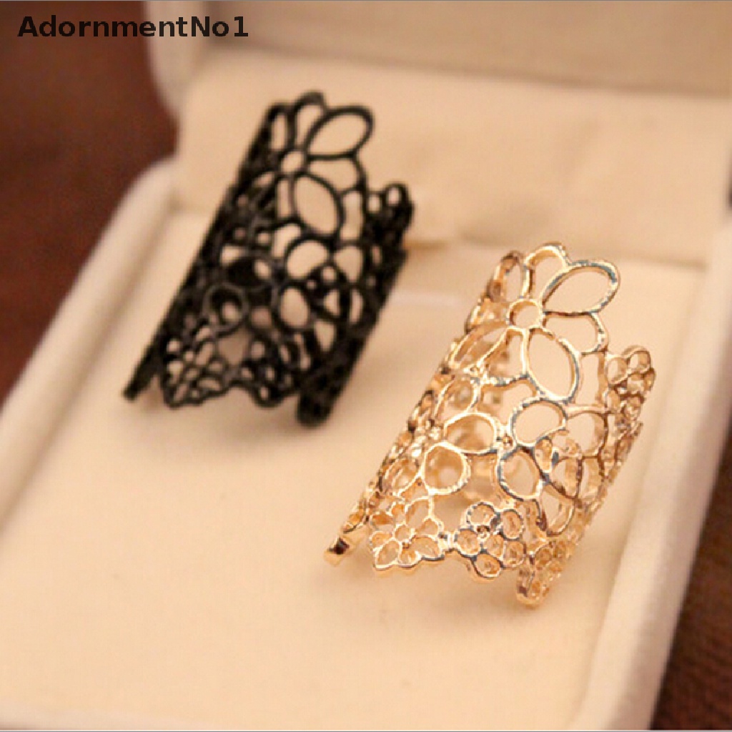 (AdornmentNo1) Cincin Lace Motif Bunga Aksen Hollow Untuk Perhiasan Wanita