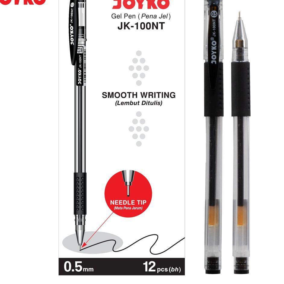 

T9T Gel Pen Pulpen Pena Joyko JK-100NT Black 0.5 mm 1 Box 12 Pcs Ready Stock
