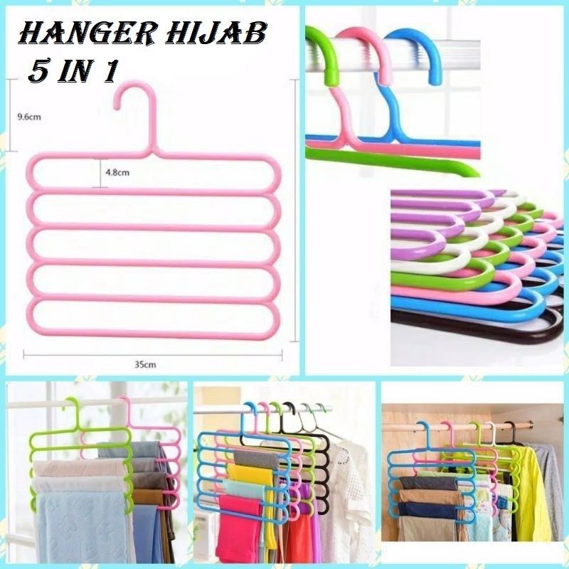 Hanger Hijab 5in1 Hanger Susun 5 Tingkat Hanger Multifungsi Gantungan Baju