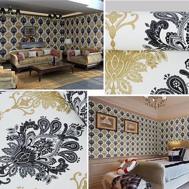 Wallpaper Dinding Batik Kuning Hitam