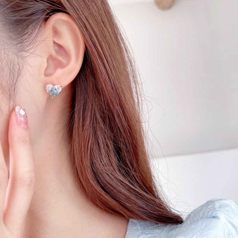 Anting Stud 925 Silver Bentuk Hati Gaya Korea Untuk Wanita