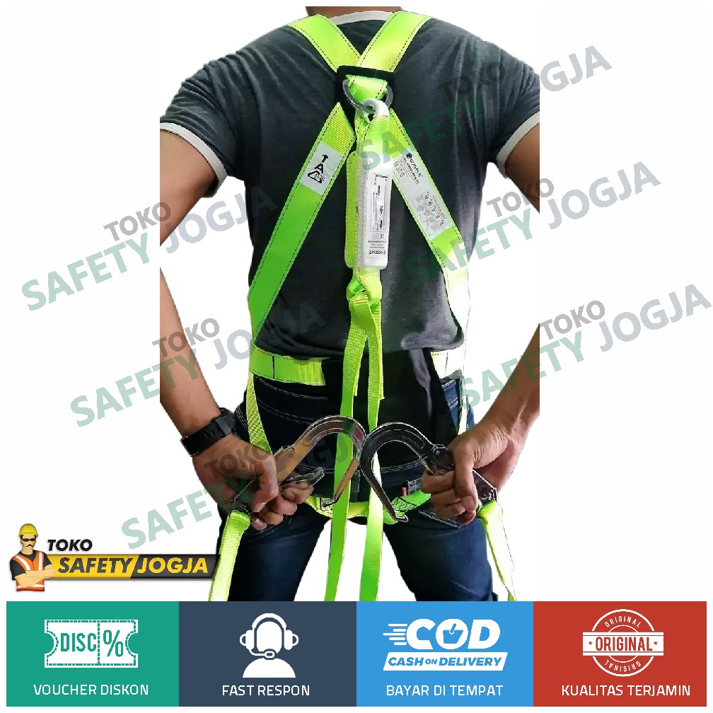 Full Body Harness Pithon Double Hook / Double Lanyard dengan Shock Absober