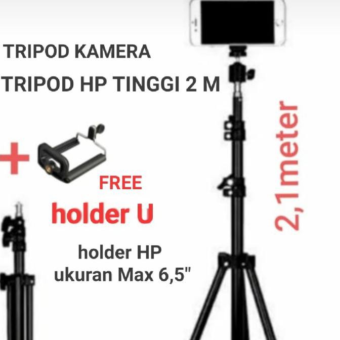 tripod hp dan kamera 2 meter / tripod 2 meter / tripod kamera + holder