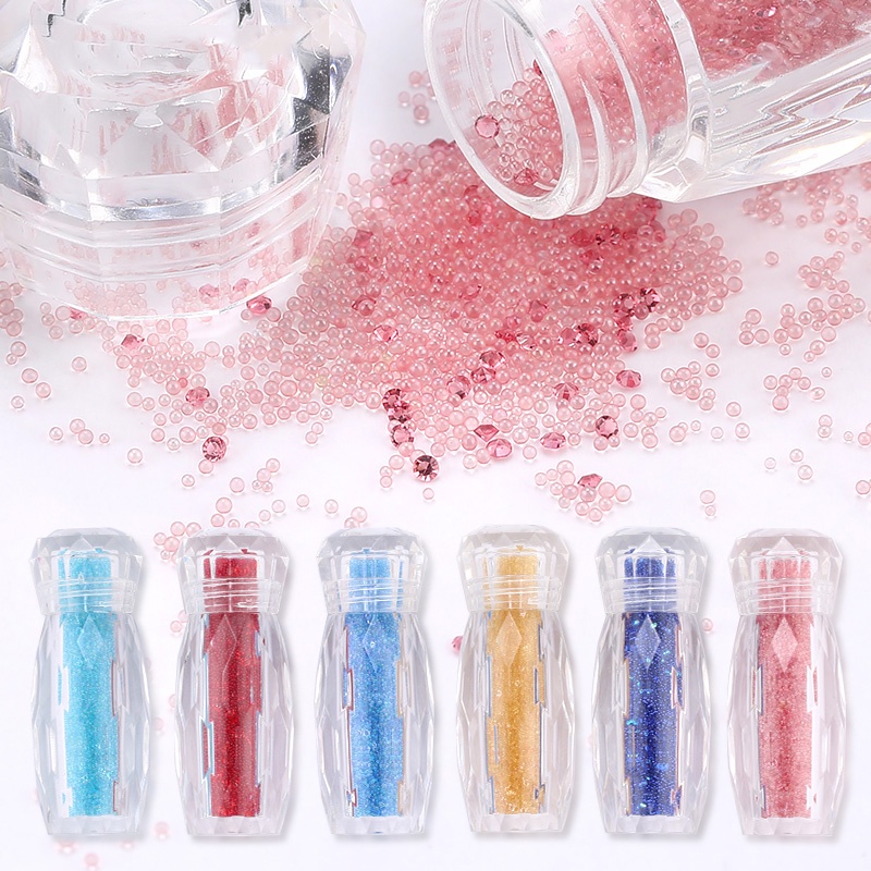 1 Botol Manik-Manik Bola Kristal UV Resin Bahan Silikon Untuk Dekorasi Nail Art