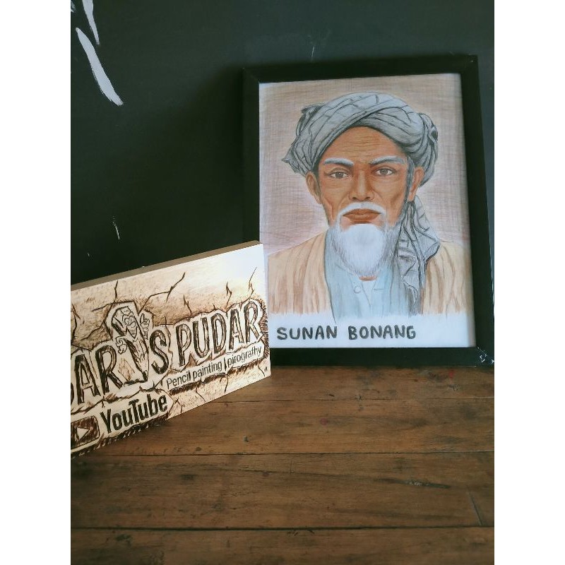 Lukisan Pensil Warna Lukisan Walisongo Lukisan kertas A3 ukuran 30x42cm 17r