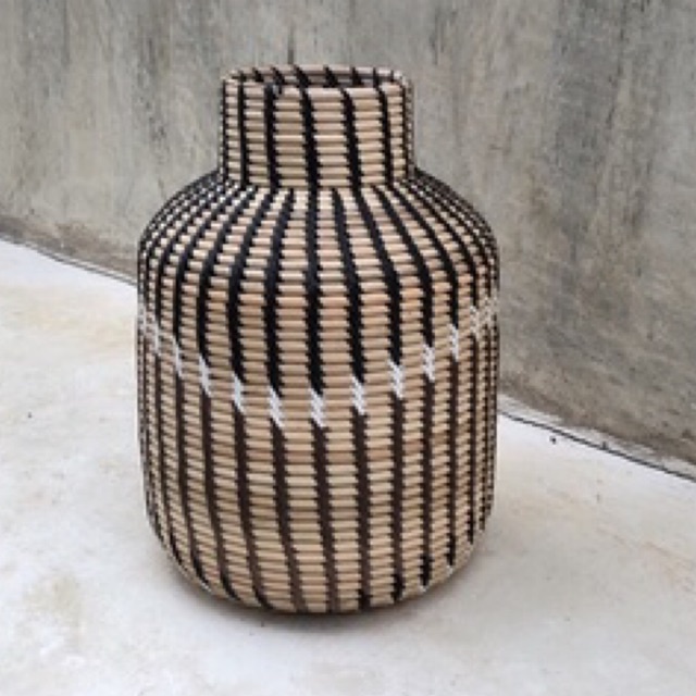 Lombok Authentic | Tabitha Rattan Vase | Vas Bunga Rotan Bulat | Hiasan Dekorasi Rumah Minimalis Bohemian