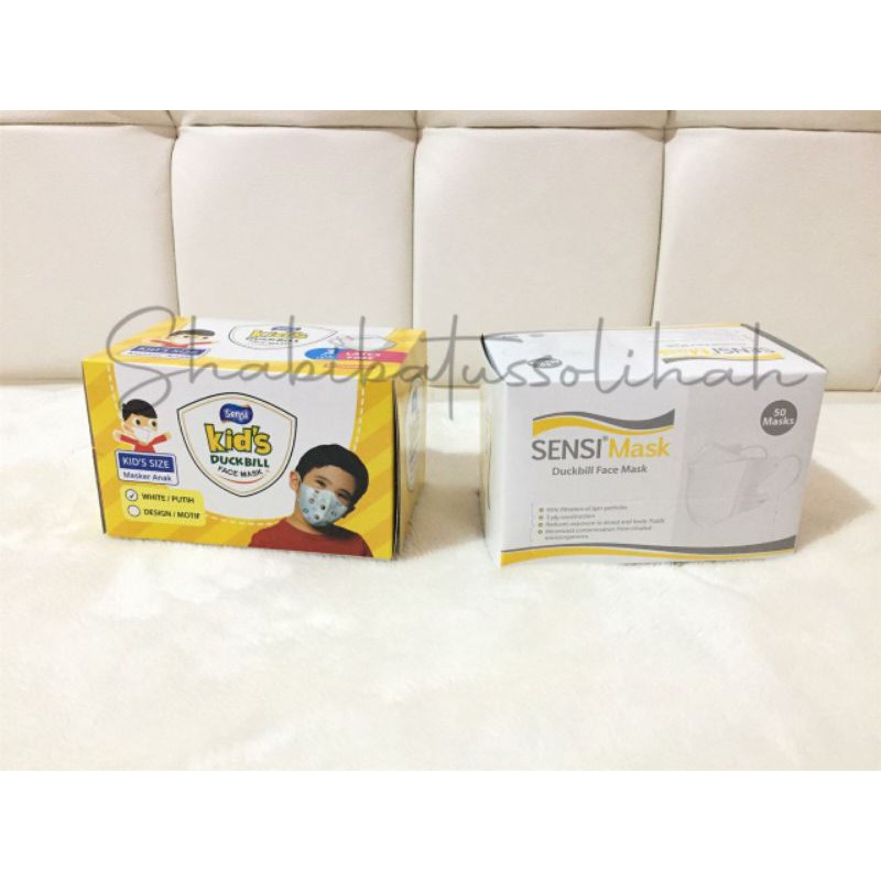 Masker Sensi Duckbill Dewasa dan Duckbill Anak ada Logo Sensi