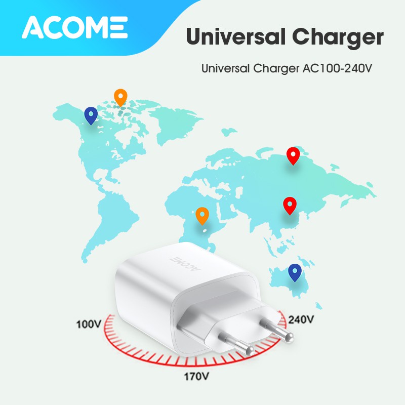 ACOME Charger AC05 Original 20W PD USB-C Multiple Fast Charging Garansi Resmi 1 Tahun