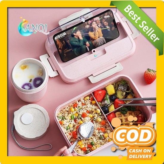 Tempat Makan Siang Kotak Bekal Single Layer Makanan Bento Lunch Box M Anqi Shoplunch Box 3 Warna P