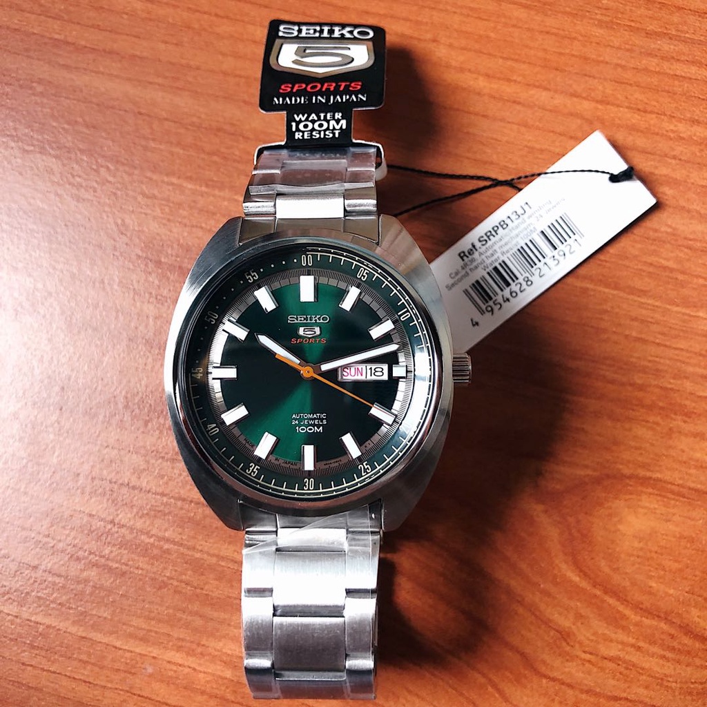 Seiko 5 Sports SRPB13K1 Retro Turtle Green -  Jam Tangan Pria SRPB13