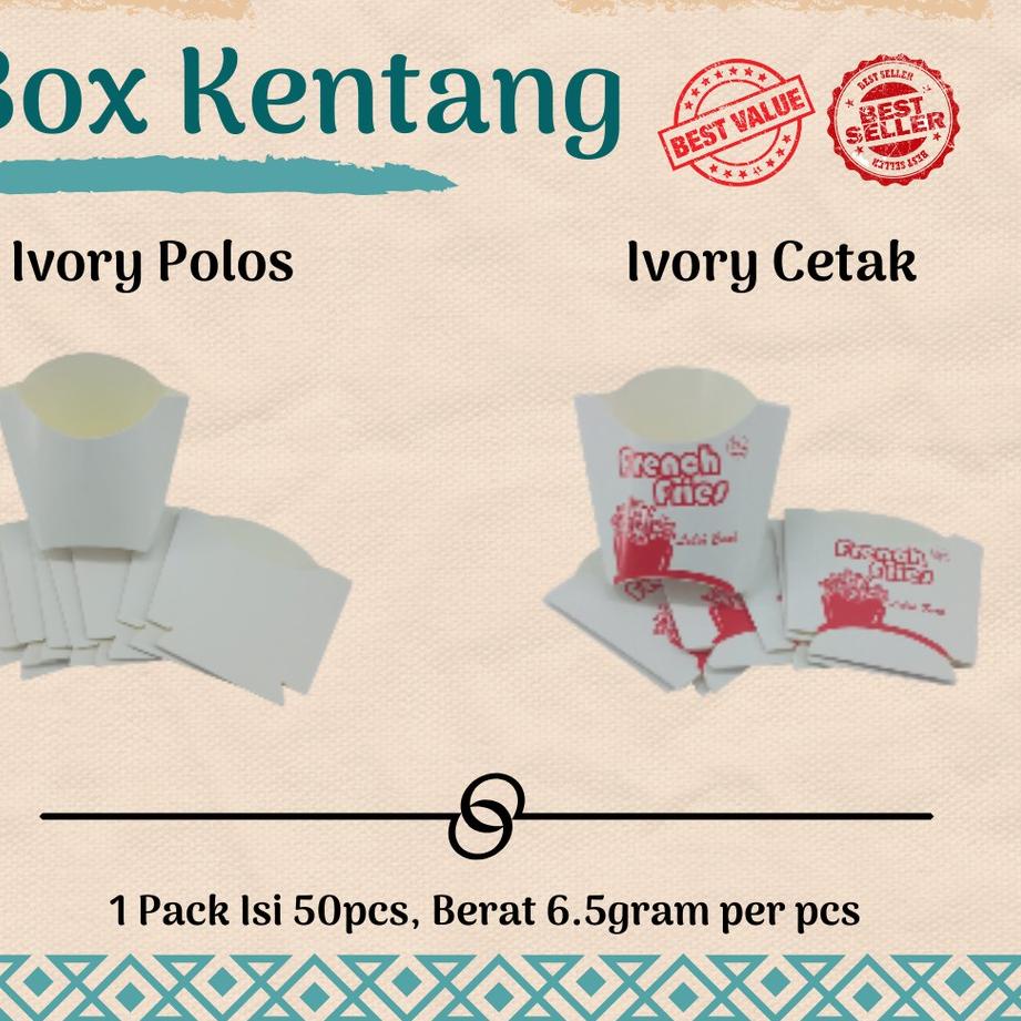 

♣ Box Kentang Goreng 50pcs / Dus Kentang Goreng/ Kemasan Kentang Goreng/ French fries ➺