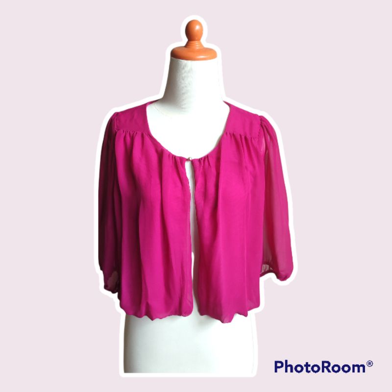 outer pink fuschia bolero chiffon blazer