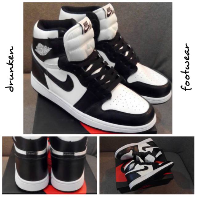 SEPATU NIKE AIR JORDAN 1 RETRO HIGH OG BLACK WHITE - ORIGINAL MIRROR - BASKET HITAM PUTIH