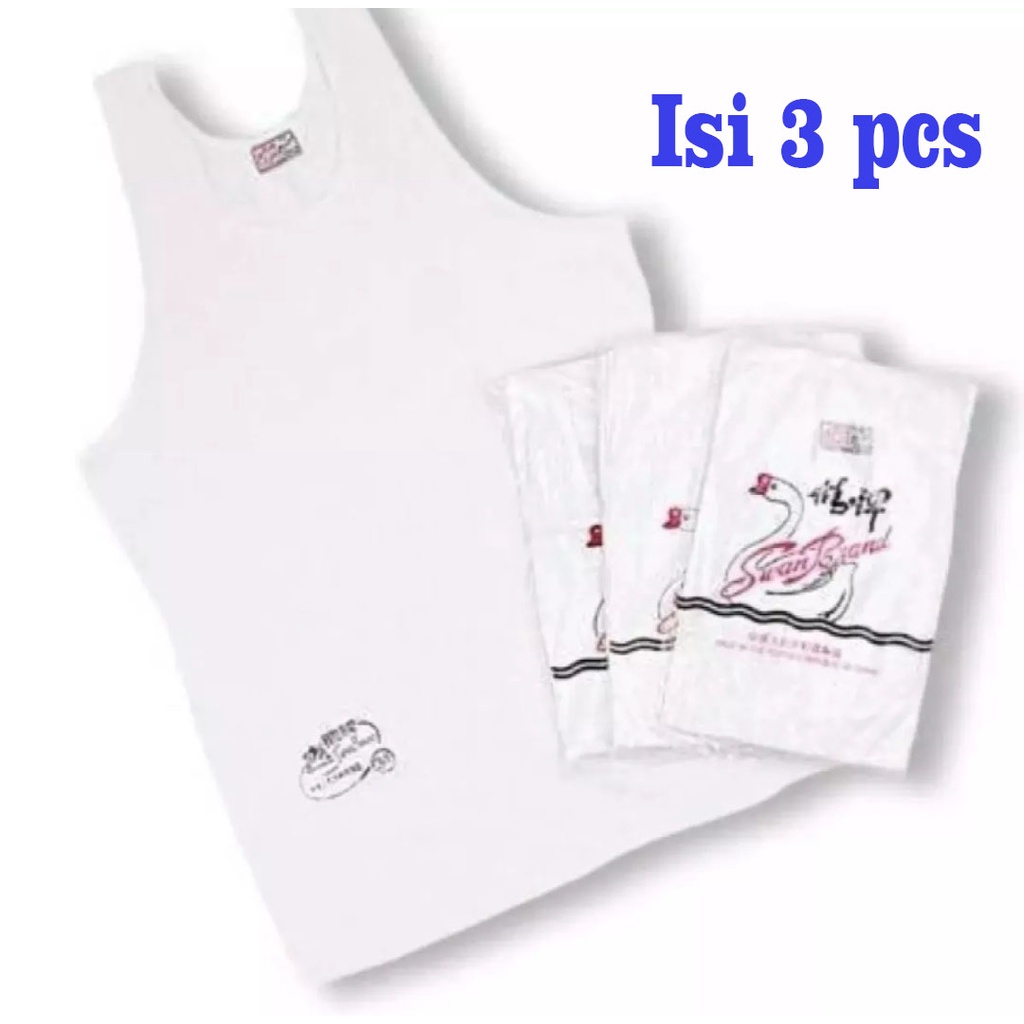 Paket Hemat Isi 3Pcs Kaos dalam Singlet Pria Dewasa Merk Swan / Swans Brand / Singlet Polos  Dewasa