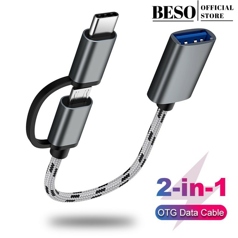 KABEL ADAPTOR OTG TYPE C MICRO USB 2 IN 1 BEST QUALITY