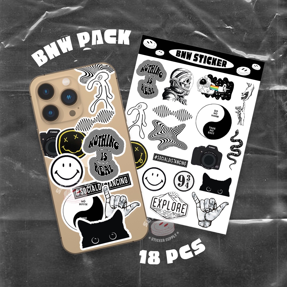 

BnW Black and White Sticker Pack A6 (18pcs)