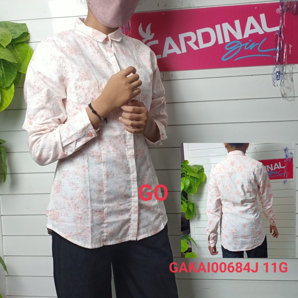 gof KJKB CARDINAL GIRL KEMEJA Pakaian Wanita Atasan Kemeja Hem Casual Santai Original Lengan Panjang