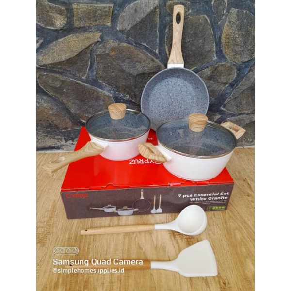 Panci Set Cypruz White Granite Cookware