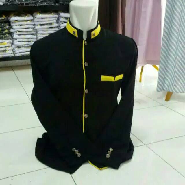 Jasko Elegan Hitam Polos List Kuning