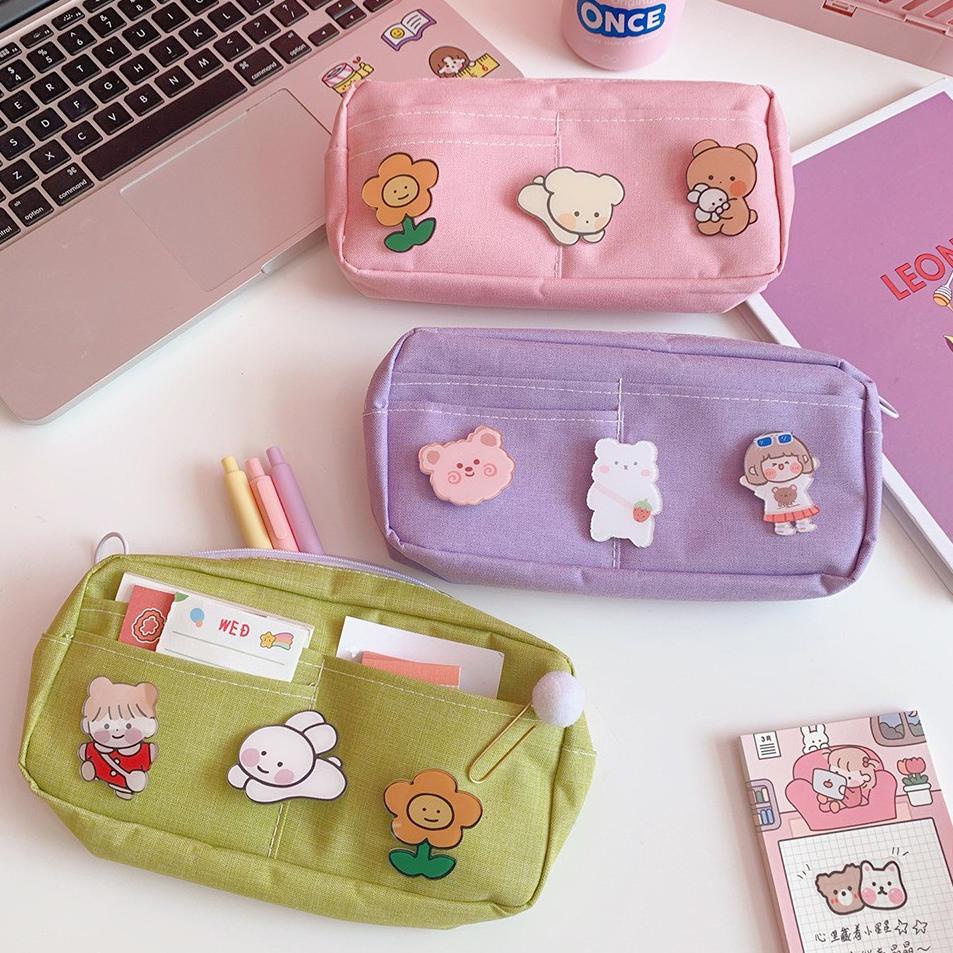 

V#G TEMPAT PENSIL - CUTE FRIENDS LARGE CAPACITY CANVAS PENCIL CASE Buying now