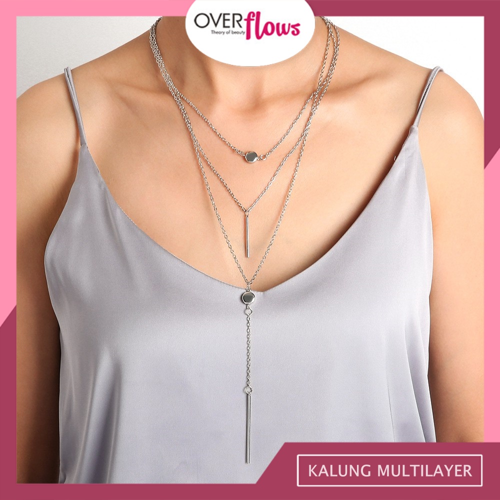 OVERFLOWS.ID Kalung Multi-Layer Import Necklace Alloy Tumpuk 3 Kalung Rantai