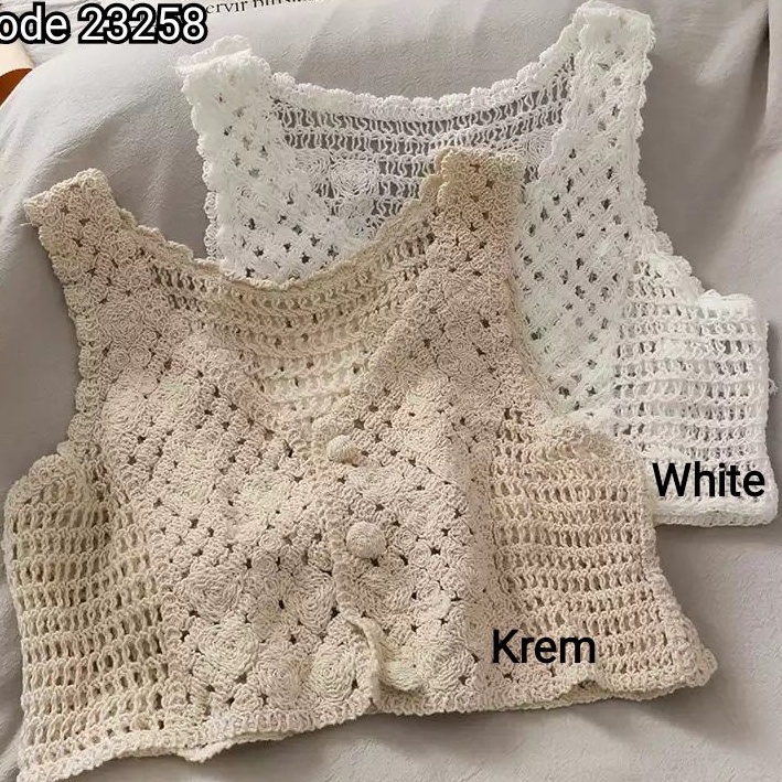 VEST ALA KOREA CROP TOP / ROMPI RAJUT /KNIT VEST Premium