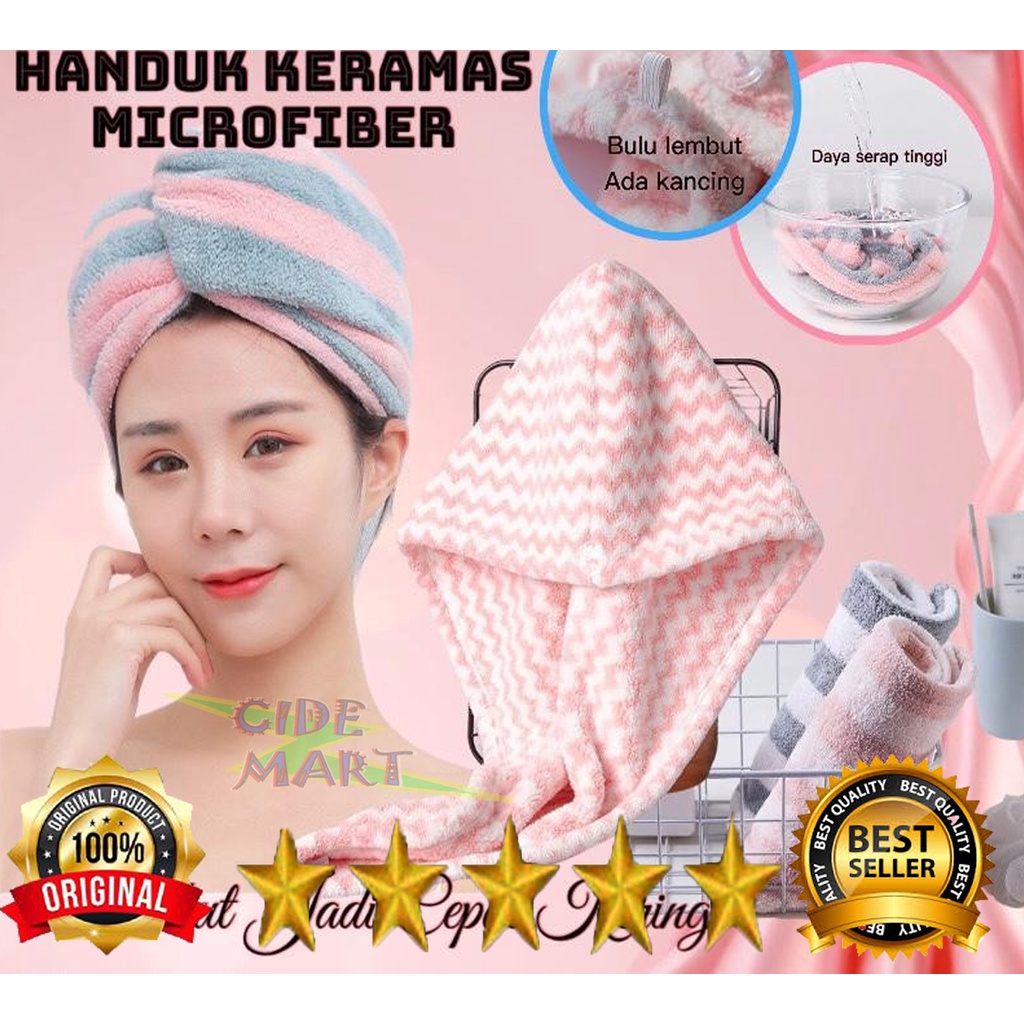 Handuk Keramas Kepala Cepat kering Bahan Microfiber/Handuk Turban /Magic towel/ Head Towel