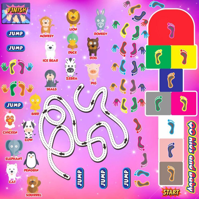 1,5x1 meter playmat hewan Inggris pink motorik kasar playgame playboard Montessori matras main anak 