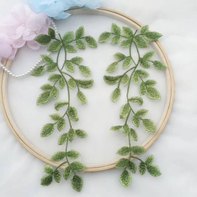 Sepasang Lace bordir daun 花边进口 /bordir tempel/aplikasi bordir