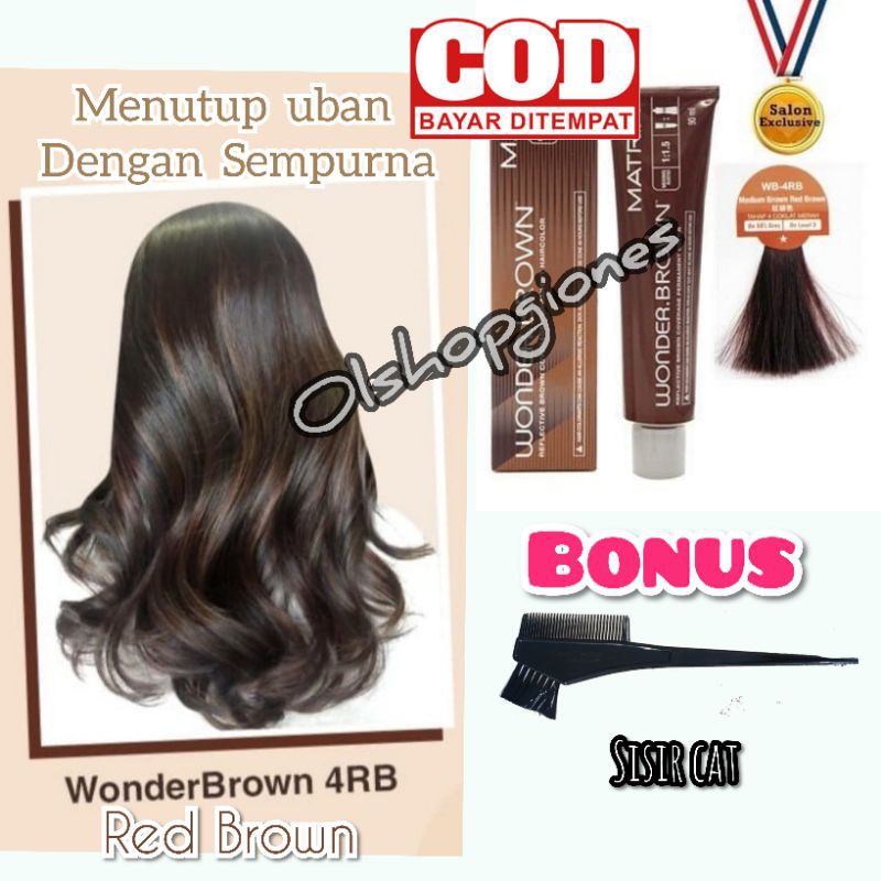 Matrix Cat Rambut Wonder brown 4RB Red Brown / 5R + Oxydant 100ml menutup uban dengan sempurna