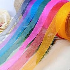 Pita Organdi Polos Gold 4cm / Pita Hias Kado Organza Transparan/Pita Dekorasi Per Rol