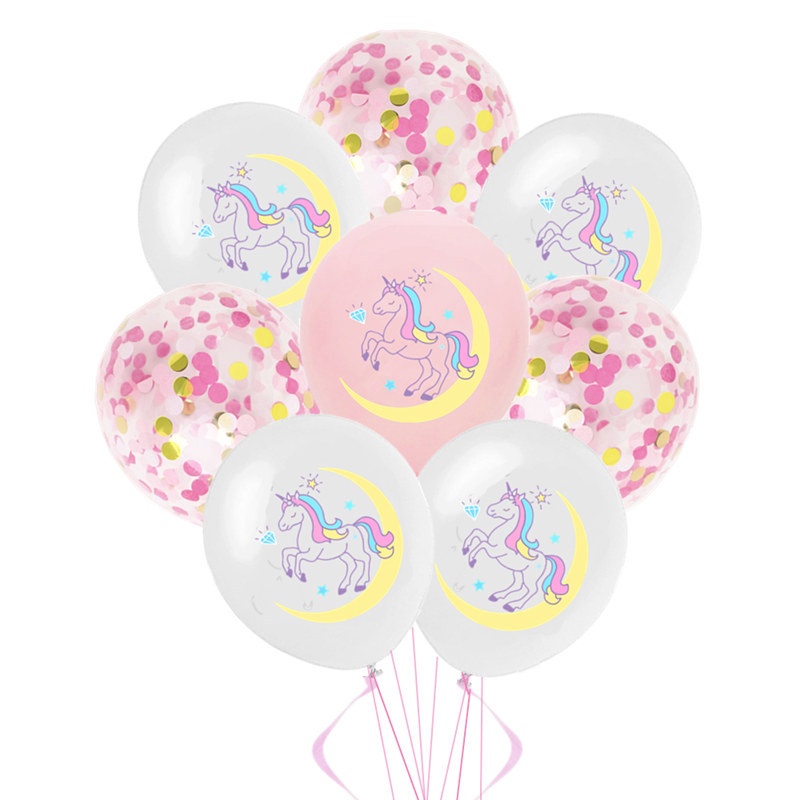 10Pcs 12inch Unicorn Party Decoration Pink Latex Confetti Balloons