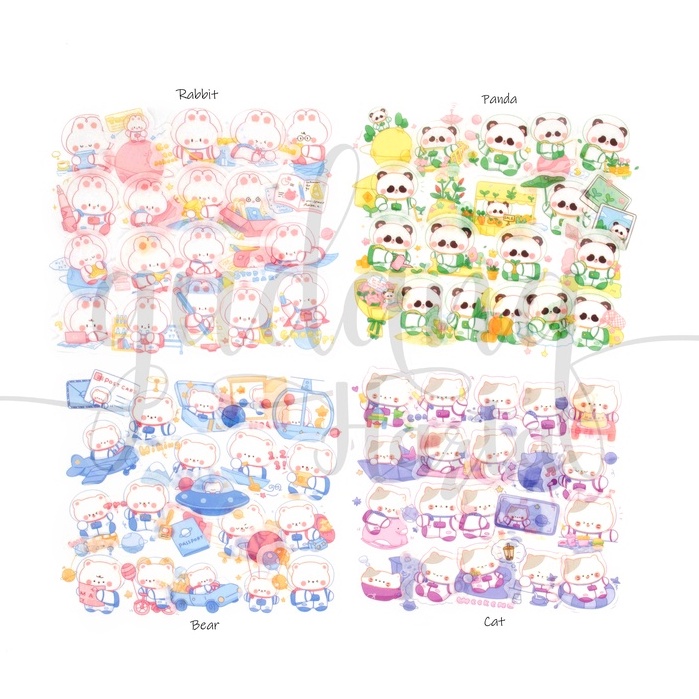 Stiker Washi Astro Animal Sticker Hewan Panda Cat DIY Scrapbook GH 303617