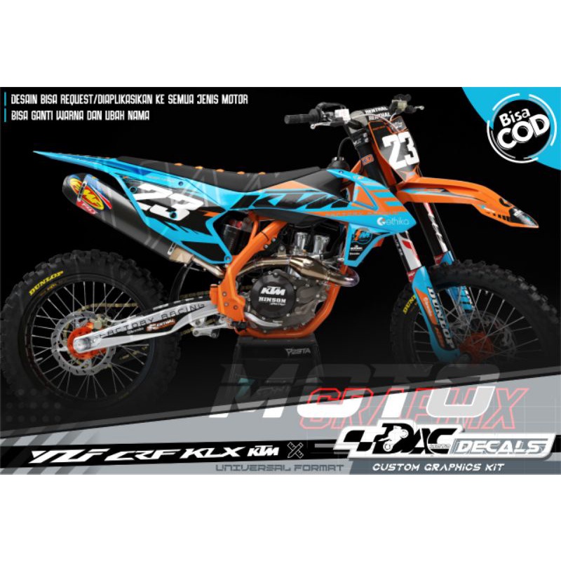 sticker decal cross universal ktm, klx, crf, czf tosca orange grafis