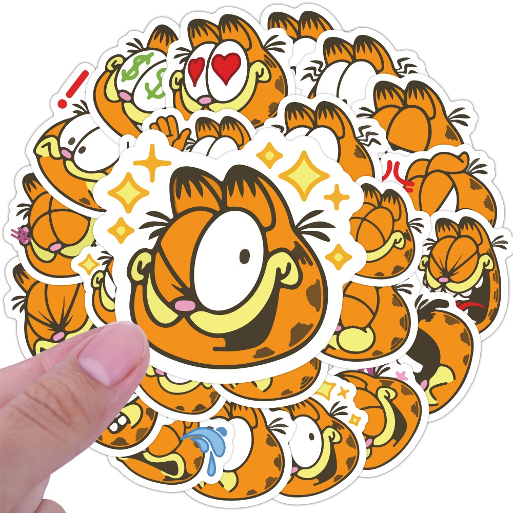 Lucu Garfield stiker kartun anime phone case Jurnal troli kasus bahan Cangkir air graffiti tangan Bu