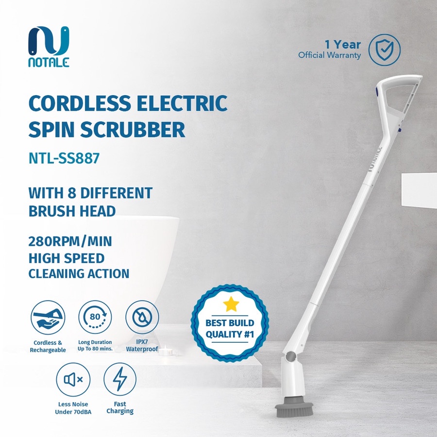 Notale Cordless Elektric Spin Scrubber - Sikat Pembersih Lantai Toilet