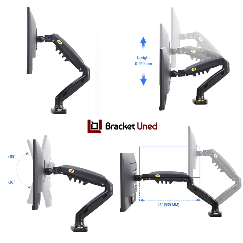 Bracket Braket Breket Monitor 17 - 30 inch Full Motion Gas Strut Flexi Mount Desktop Spring Arm Monitor