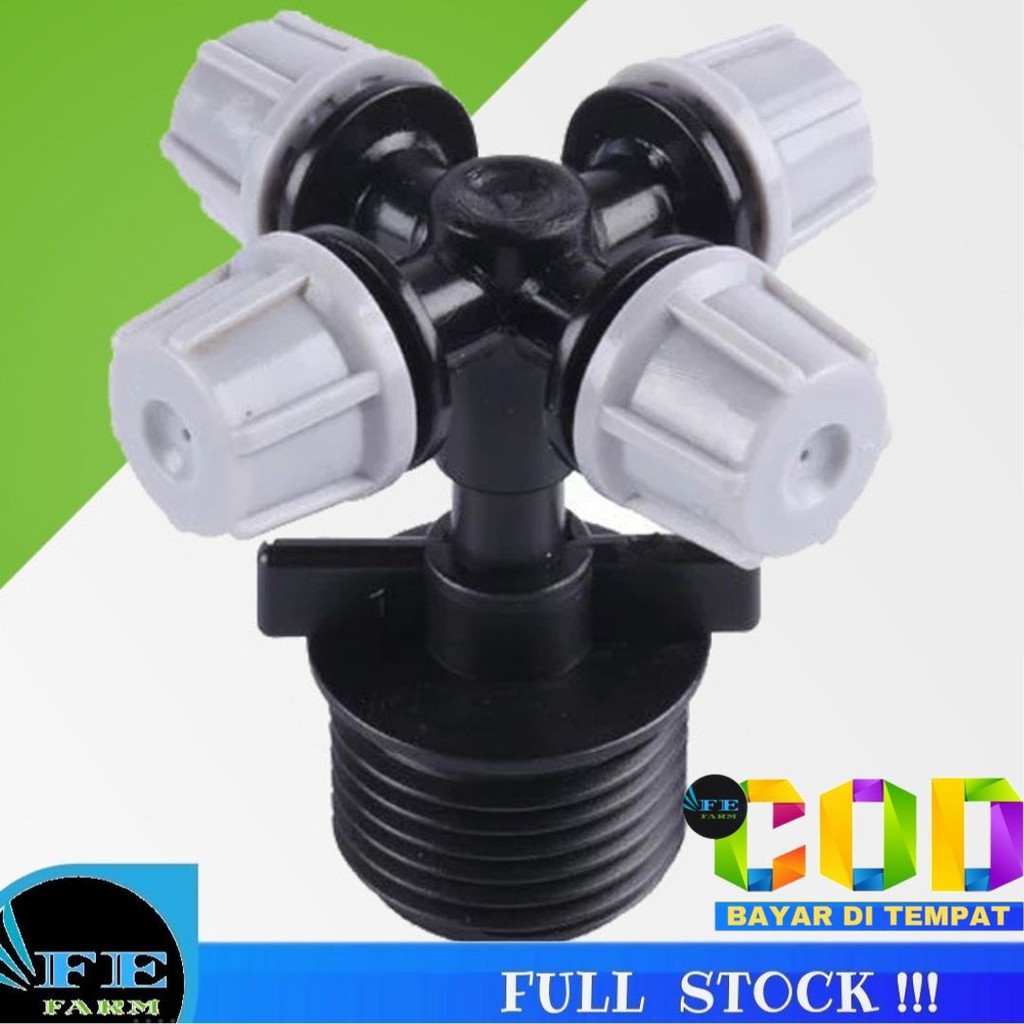 SPRINKLER SPRAYER HEAD 4 WAY MIST NOZZLE MISTI Fitting Drat Setengah Inchi Abu-Abu 4 arah