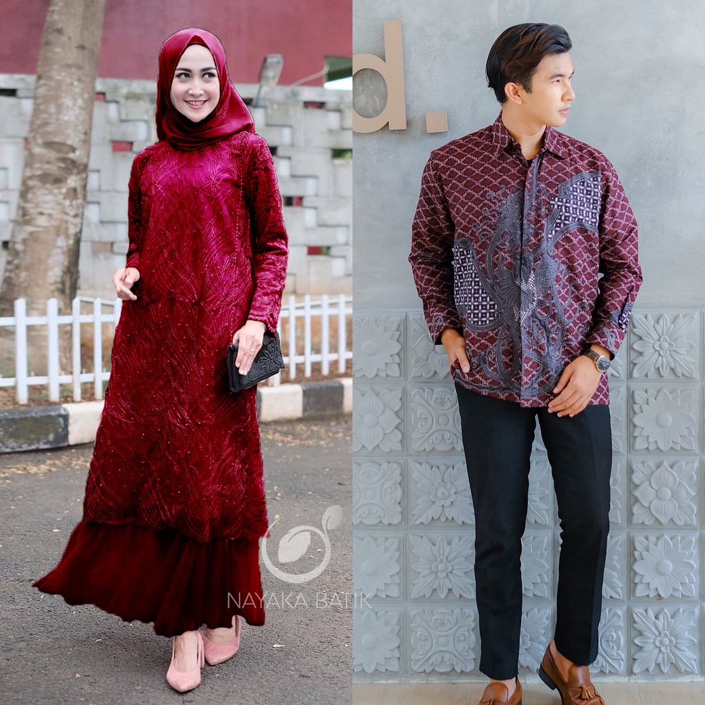 Couple Maxi Dress Arsya - Gamis Couple Kondangan - Dress Couple Brokat - Couple Gamis Muslim Spesial Lebaran - Maxi Couple Murah