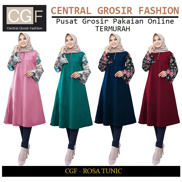 Rosa Tunik - Central Grosir Fashion (CGF) - Ukuran L-3XL - Matt Baloteli Mix Katun Motif Bunga