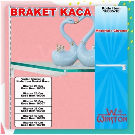 Bracket Kaca 30 Cm Siku Braket Penyangga Rak Kaca Daun Bracket Kaca