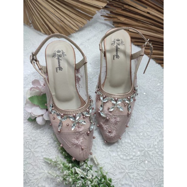 sepatu rafaizoutfit model myclarisa rosegold tinggi 7cm kaca