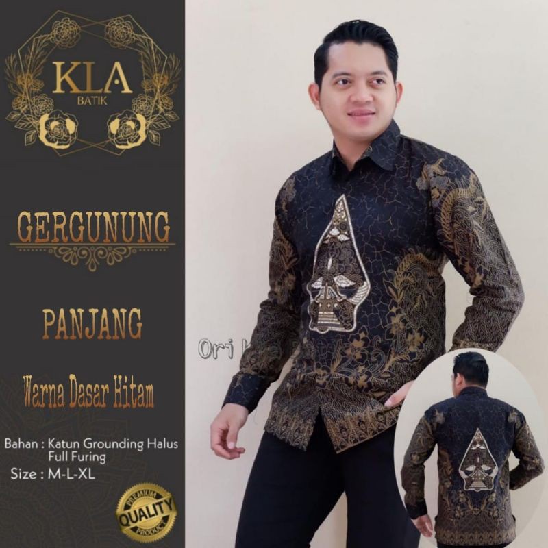 Batik Kerja Warna Hitam Kemeja Batik Premium Motif Gunungan Batik Ori Solo Bahan Halus Dan Adem