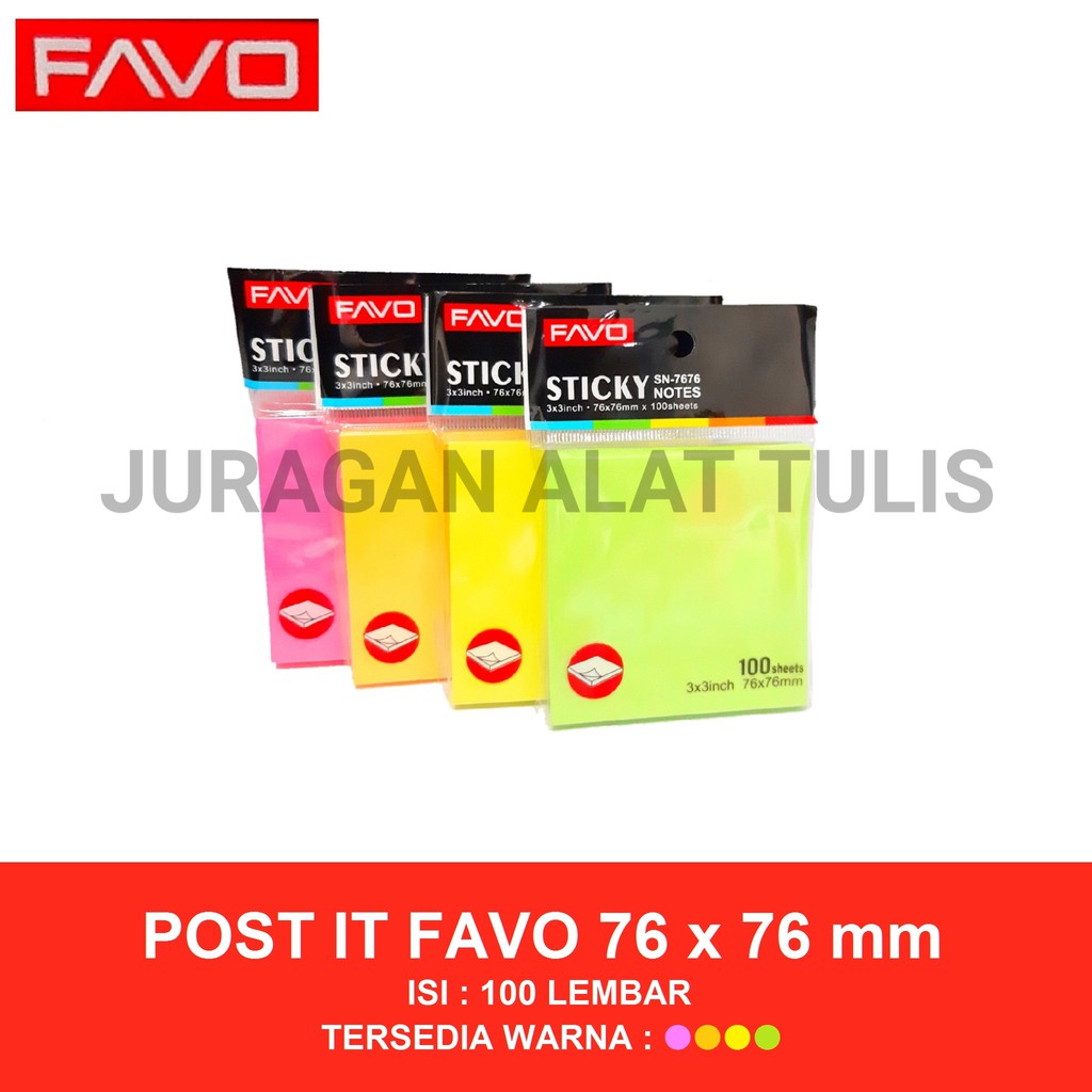 

POST IT / STICKY NOTES /MEMO STICK FAVO UKURAN 76X76 MM